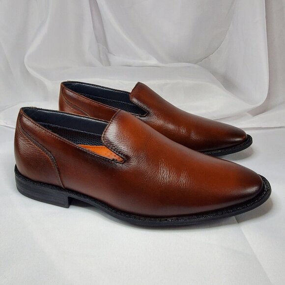 Joseph Abboud Mens 9.5 D Oliver Loafers Brown Leather Slip-On Dress Shoes - Picture 1 of 15